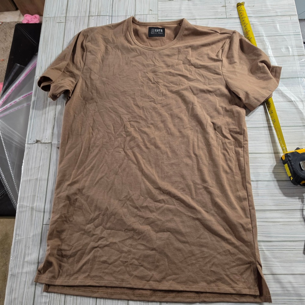 Cuts Clothing Men Large Brown Split-Hem Crew Neck Short Sleeve T-Shirt Pyca Pro